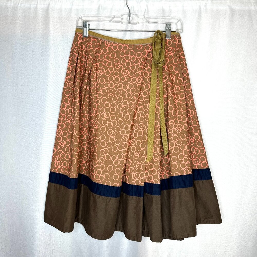 Artsy Earthy Boho Pleated Geometric Tocca by Anthropologie Wrap skirt,  size 6